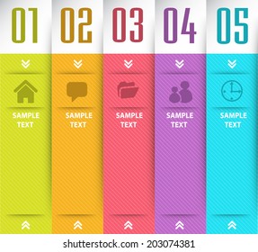 colorful modern text box template for business and website, icon, numbers.
