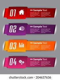 Plantilla de cuadro de texto moderno colorido para el Sitio web, etiquetas, ícono, número.