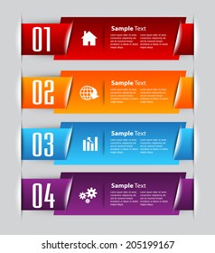 colorful modern text box template for website graphic and business, numbers, icon. 