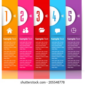 colorful modern text box template for website graphic and business, numbers, icon. 