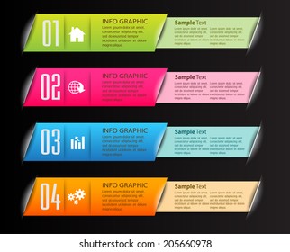 colorful modern text box template for website and graphic, numbers, icon.
