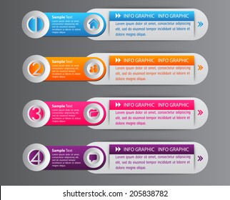 colorful modern text box template for website and graphic, numbers, icon. 