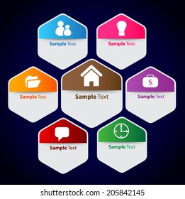 colorful modern text box template for website and graphic, numbers, icon. 