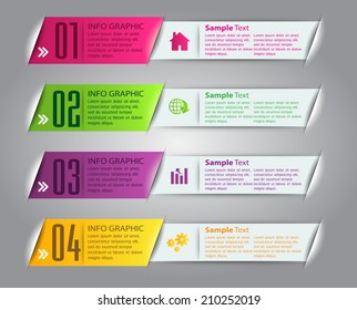 colorful modern text box template for website graphic and business, numbers, icon. 