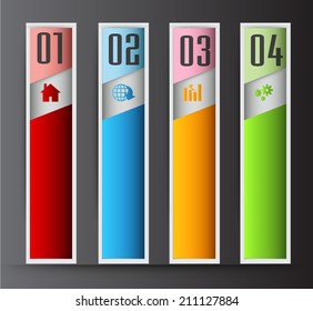 colorful modern text box template for website graphic and business, numbers, icon. 