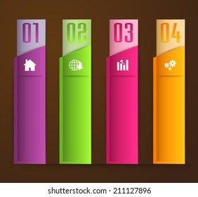 colorful modern text box template for website graphic and business, numbers, icon. 