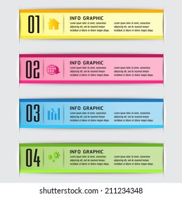 colorful modern text box template for website graphic and business, numbers, icon. 