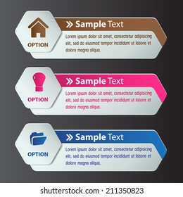 colorful modern text box template for website graphic and business, numbers, icon. 