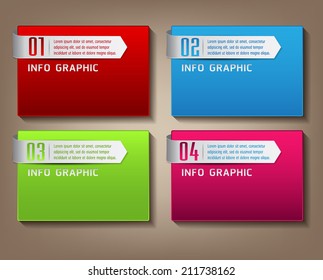 colorful modern text box template for website and graphic, numbers, icon. 