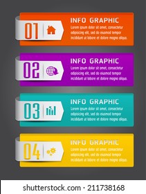 colorful modern text box template for website and graphic, numbers, icon. 