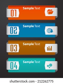 colorful modern text box template for website and graphic, numbers, icon. 