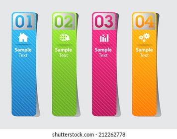colorful modern text box template for website and graphic, numbers, icon. 
