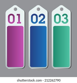 colorful modern text box template for website and graphic, numbers, icon. 