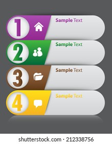 colorful modern text box template for website and graphic, numbers, icon. 