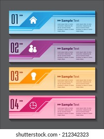 colorful modern text box template for website and graphic, numbers, icon. 
