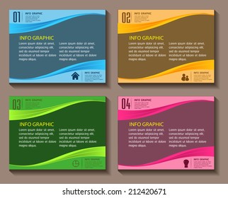 colorful modern text box template for website and graphic, numbers, icon. 