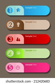 colorful modern text box template for website and graphic, numbers, icon. 