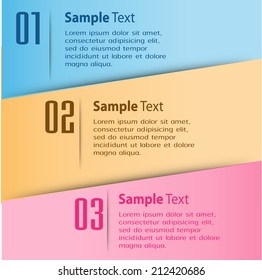 colorful modern text box template for website and graphic, numbers, icon. 