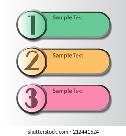 colorful modern text box template for website and graphic, numbers, icon. 