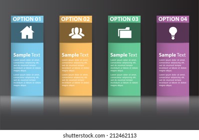 colorful modern text box template for website and graphic, numbers, icon. 