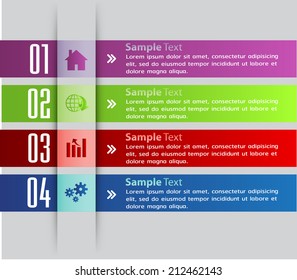colorful modern text box template for website and graphic, numbers, icon. 