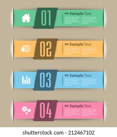 colorful modern text box template for website and graphic, numbers, icon. 