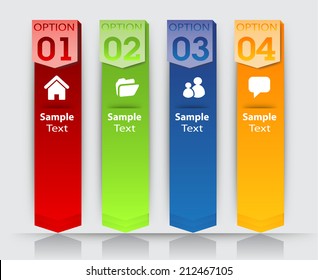 colorful modern text box template for website and graphic, numbers, icon. 