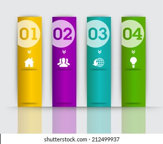 colorful modern text box template for website and graphic, numbers, icon. 