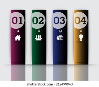 colorful modern text box template for website and graphic, numbers, icon. 
