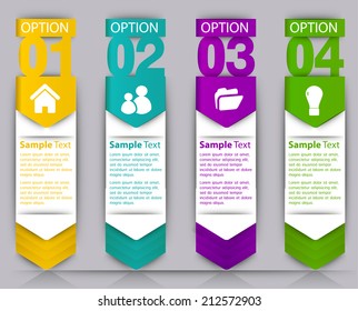 colorful modern text box template for website and graphic, numbers, icon. 