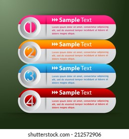 colorful modern text box template for website and graphic, numbers, icon. 
