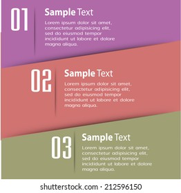 colorful modern text box template for website and graphic, numbers, icon. 