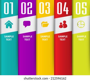 colorful modern text box template for website and graphic, numbers, icon. 