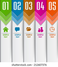 colorful modern text box template for website and graphic, numbers, icon. 