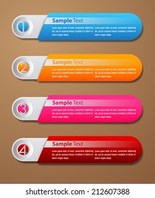 colorful modern text box template for website and graphic, numbers, icon. 