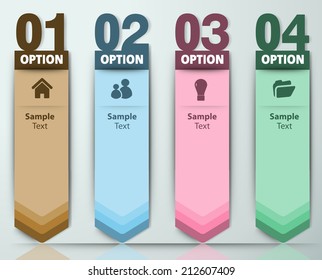 colorful modern text box template for website and graphic, numbers, icon. 
