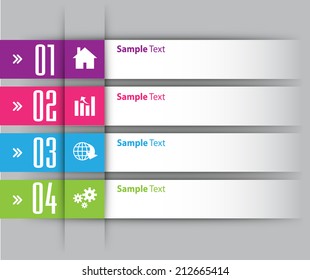 colorful modern text box template for website and graphic, numbers, icon. 