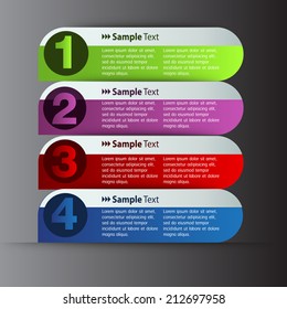 colorful modern text box template for website and graphic, numbers, icon. 