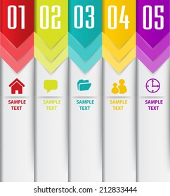 colorful modern text box template for website and graphic, numbers, icon. 