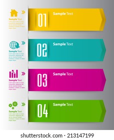 colorful modern text box template for website and graphic, numbers, icon. 