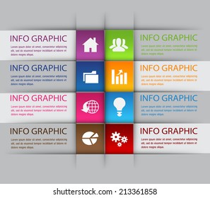 colorful modern text box template for website and graphic, numbers, icon. 