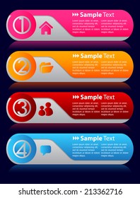colorful modern text box template for website and graphic, numbers, icon. 
