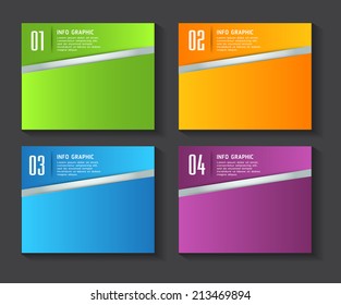 colorful modern text box template for website and graphic, numbers, icon. 