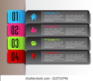 colorful modern text box template for website and graphic, numbers, icon. 