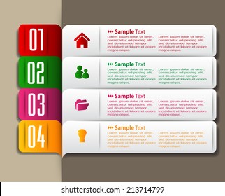 colorful modern text box template for website and graphic, numbers, icon. 