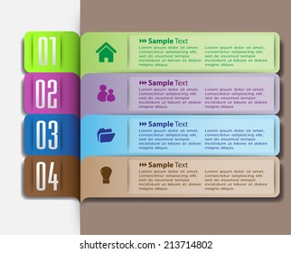 colorful modern text box template for website and graphic, numbers, icon. 