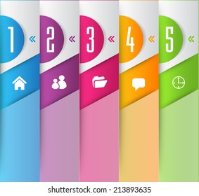 colorful modern text box template for website and graphic, numbers, icon. 