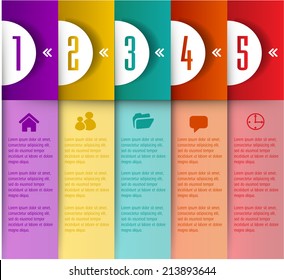 colorful modern text box template for website and graphic, numbers, icon. 