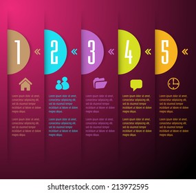 colorful modern text box template for website and graphic, numbers, icon. 