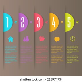 colorful modern text box template for website and graphic, numbers, icon. 